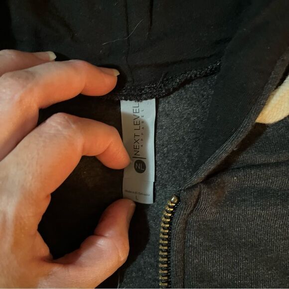 Modcloth Next Level Apparel Gray Zip Up Hoodie Snowman Holiday Design L NWOT - Picture 10 of 11
